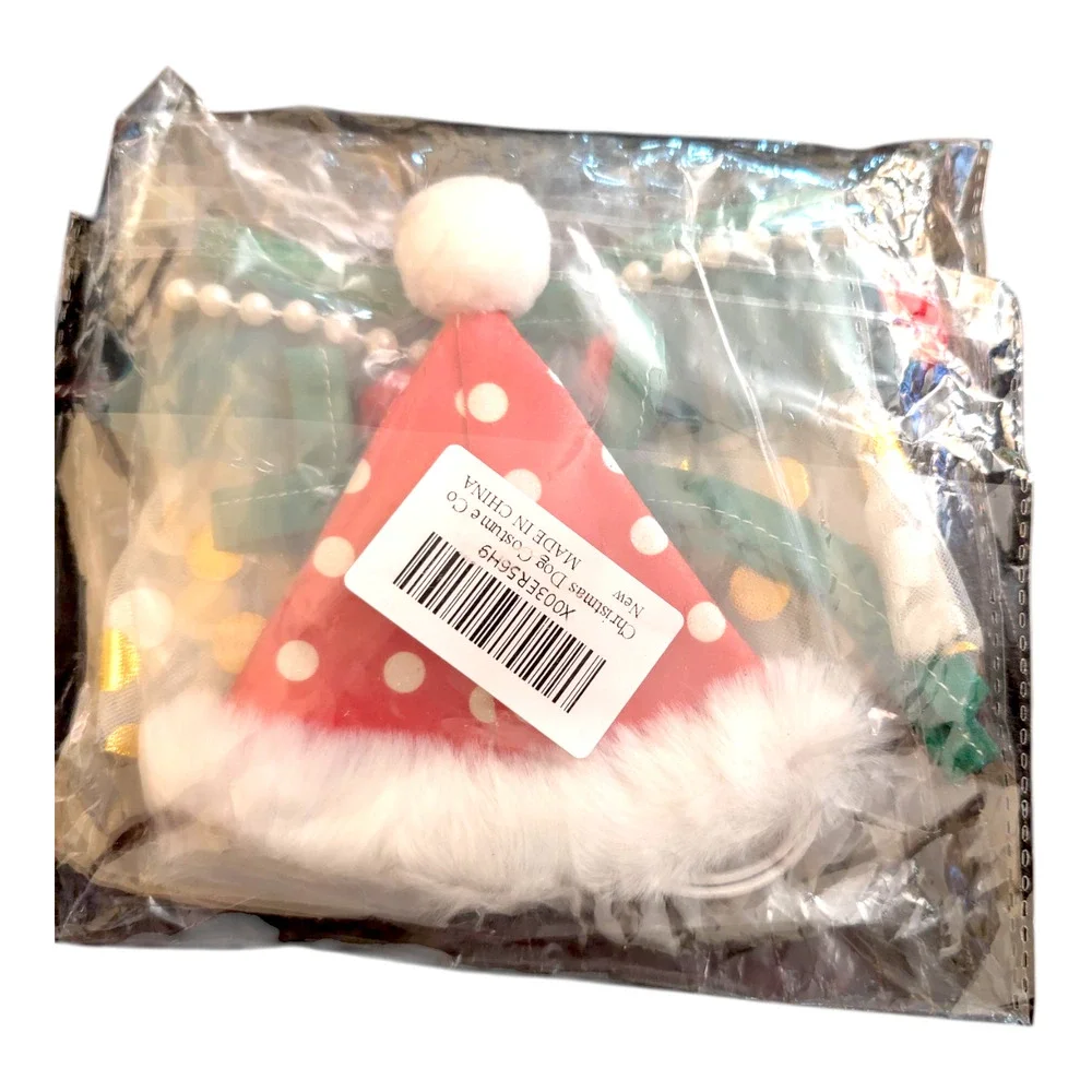 Christmas Party Dog Cat Costume Collar Hat Accessories Adjustable Set Brand‎ New